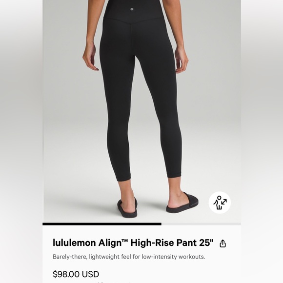 Lululemon Black Leggings. - 25 in - Size 4 - Picture 2 of 4
